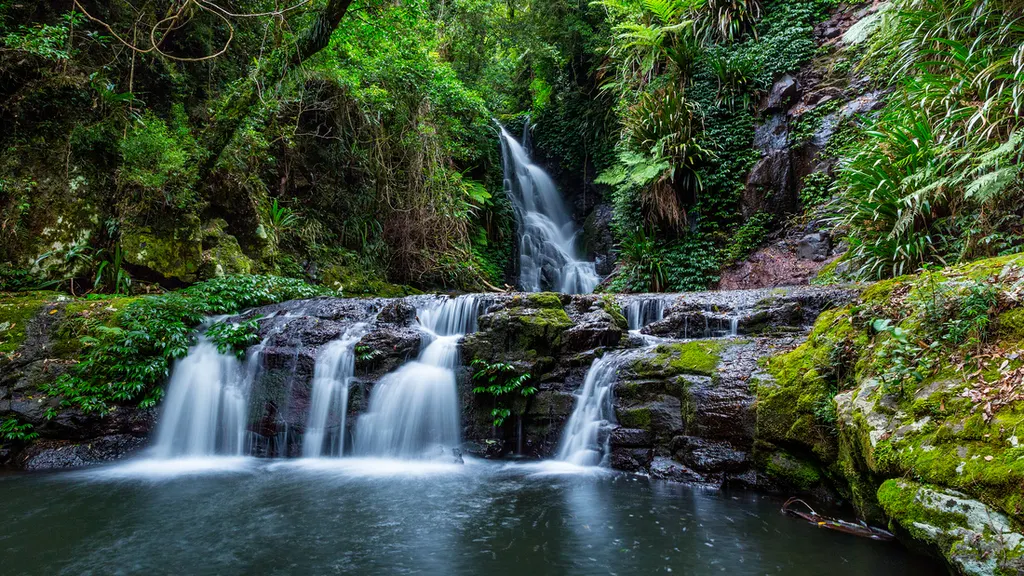 A rainforest waterfall in the Gold Coast hinterland — the business is named after these